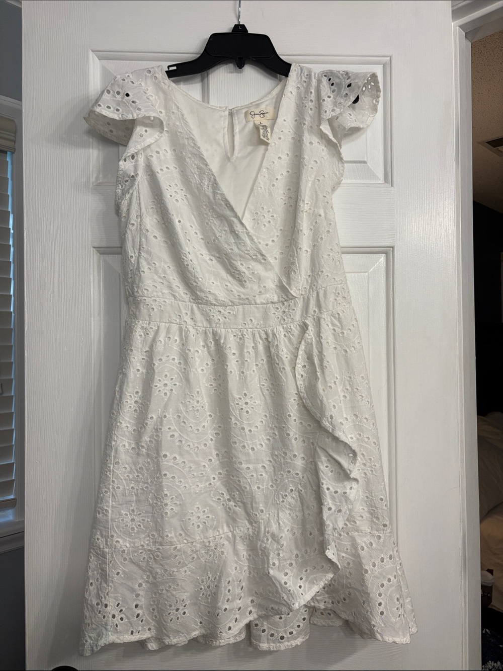 Jessica Simpson White Eyelet Wrap Mini Dress